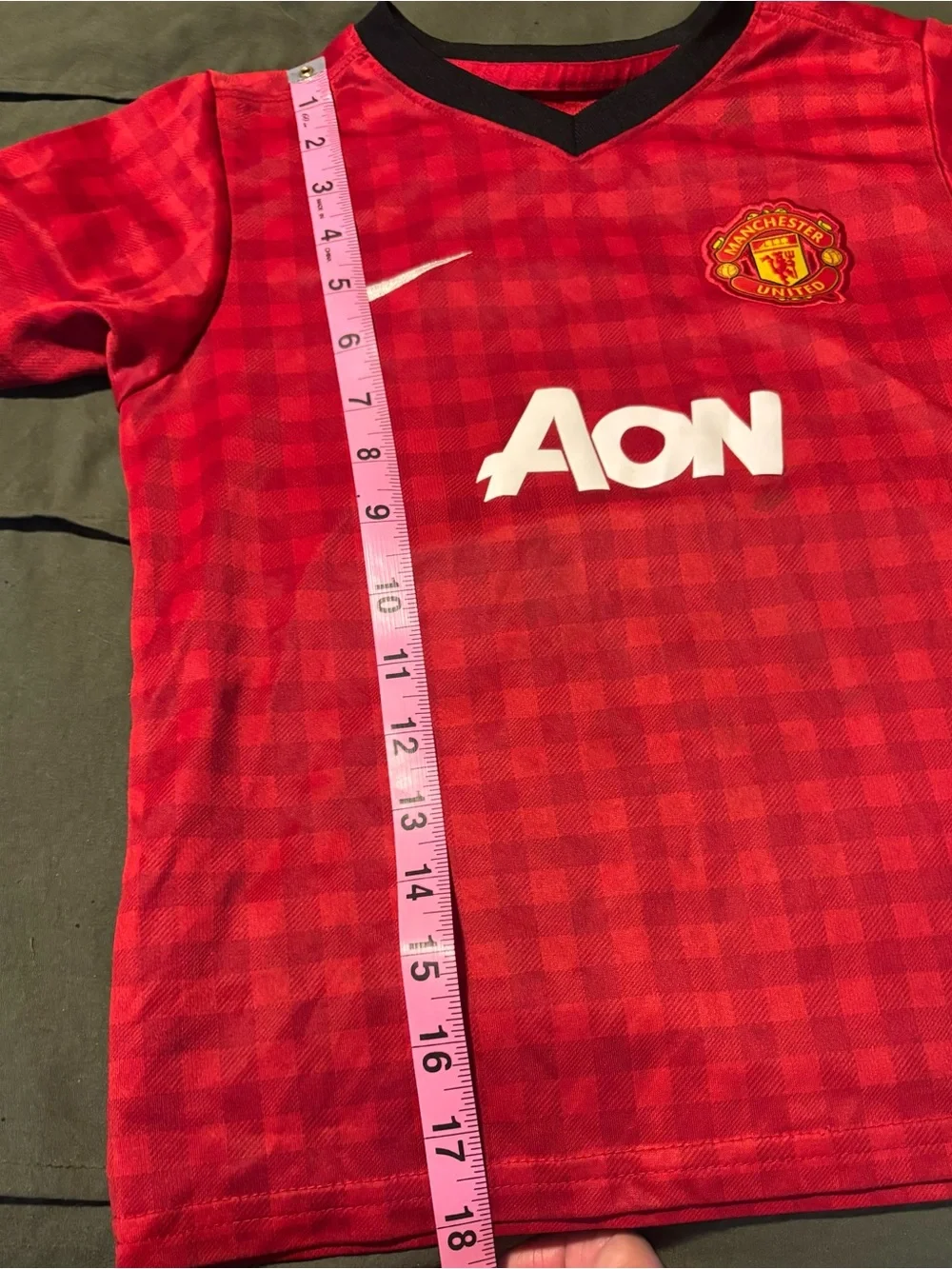 Nike Kids Red Manchester United Jersey with Black Trim